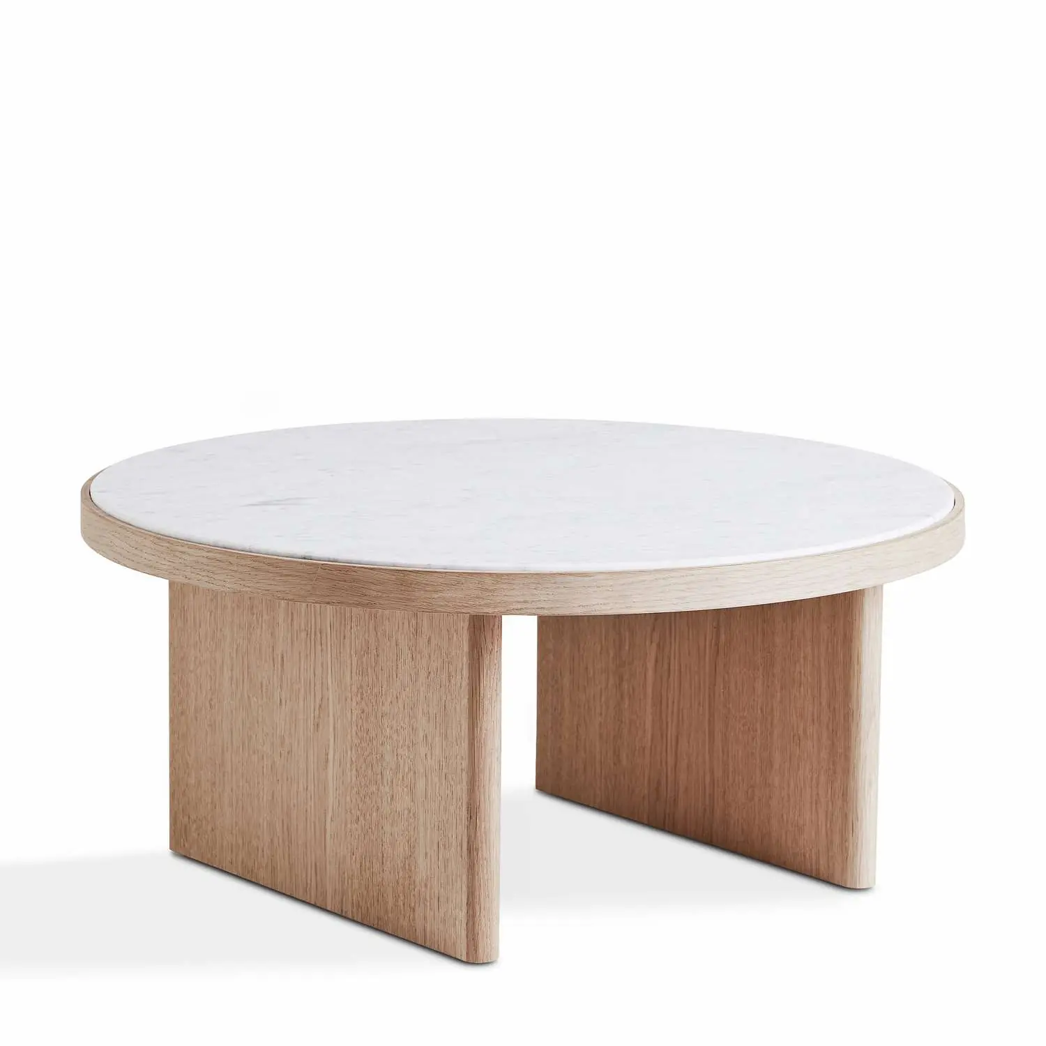 Hvid Anza Coffee Table White Carraca Marble Natural Oak Ø65 - Pendel