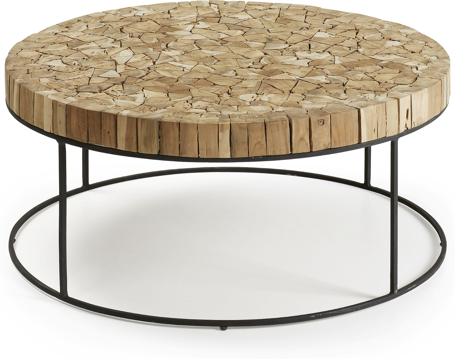 Sort Kaffebord Kave Home Solo Massivt Genanvendt Teaktræ Sofabord 80x80x35 Rustik Kolonial Pulverlakeret Stål - Kave Home Pendel  - 8433840193540
