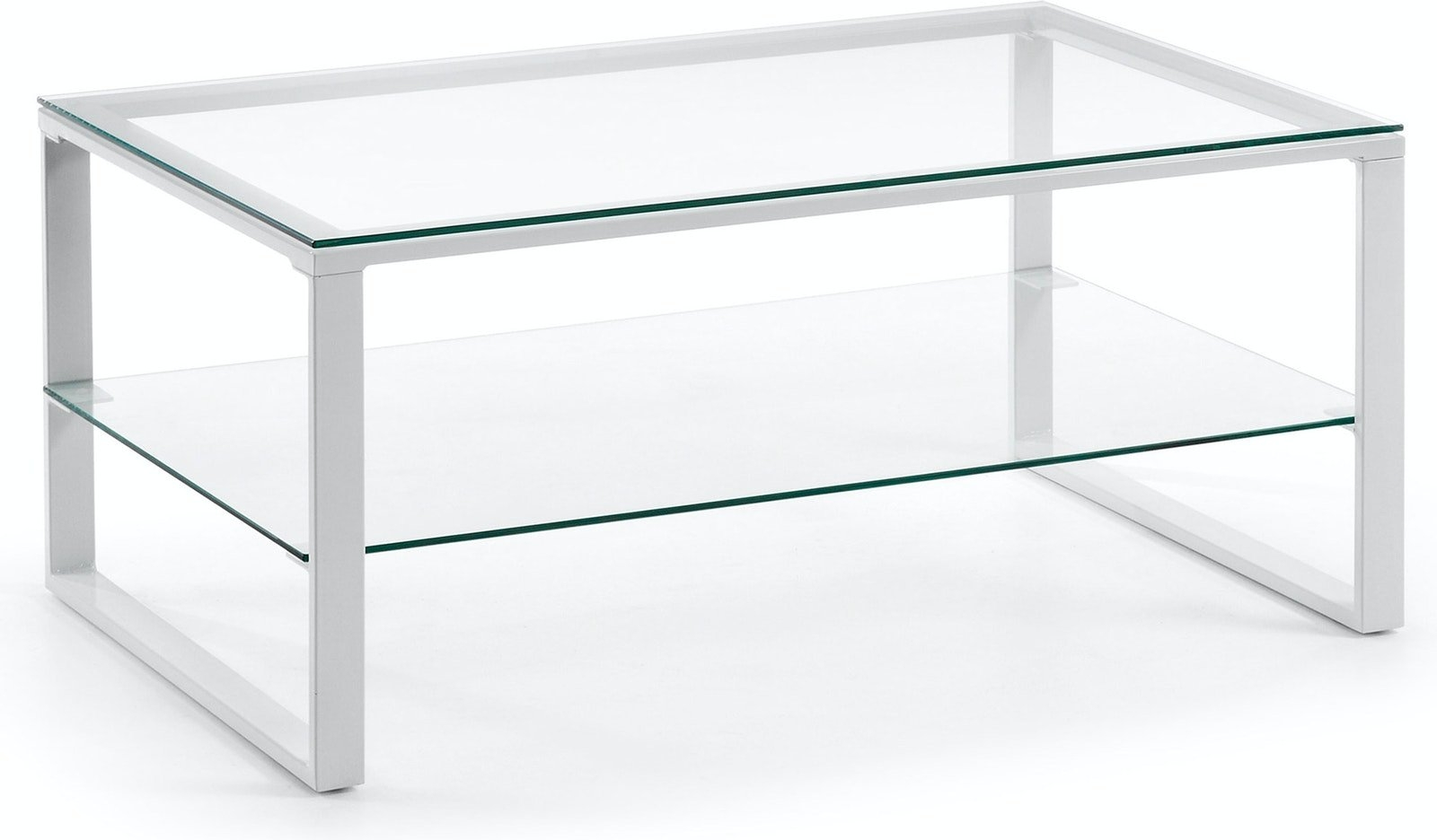 Hvid Sofabord Kave Home Sivan Moderne Kaffebord Klart Hærdet Glas Med Malede Stålben Ekstra Hylde - Kave Home Pendel  - 8433840271286