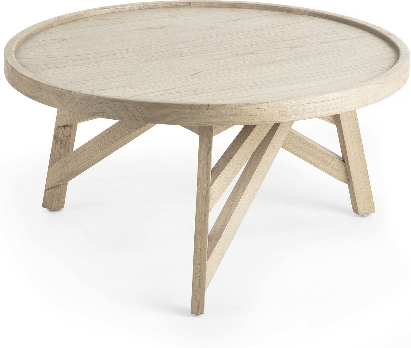 Natur Sofabord Kave Home Tenda Rund Ø81 Kaffebord Massivt Minditræ Grå - Kave Home Pendel  - 8433840438153