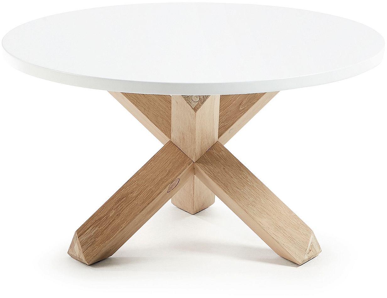 Hvid Sofabord Kaffebord Kave Home Lotus Rund Ø65 Mat Mdf Egetræsben Nordisk Moderne - Kave Home Pendel  - 8433840472072