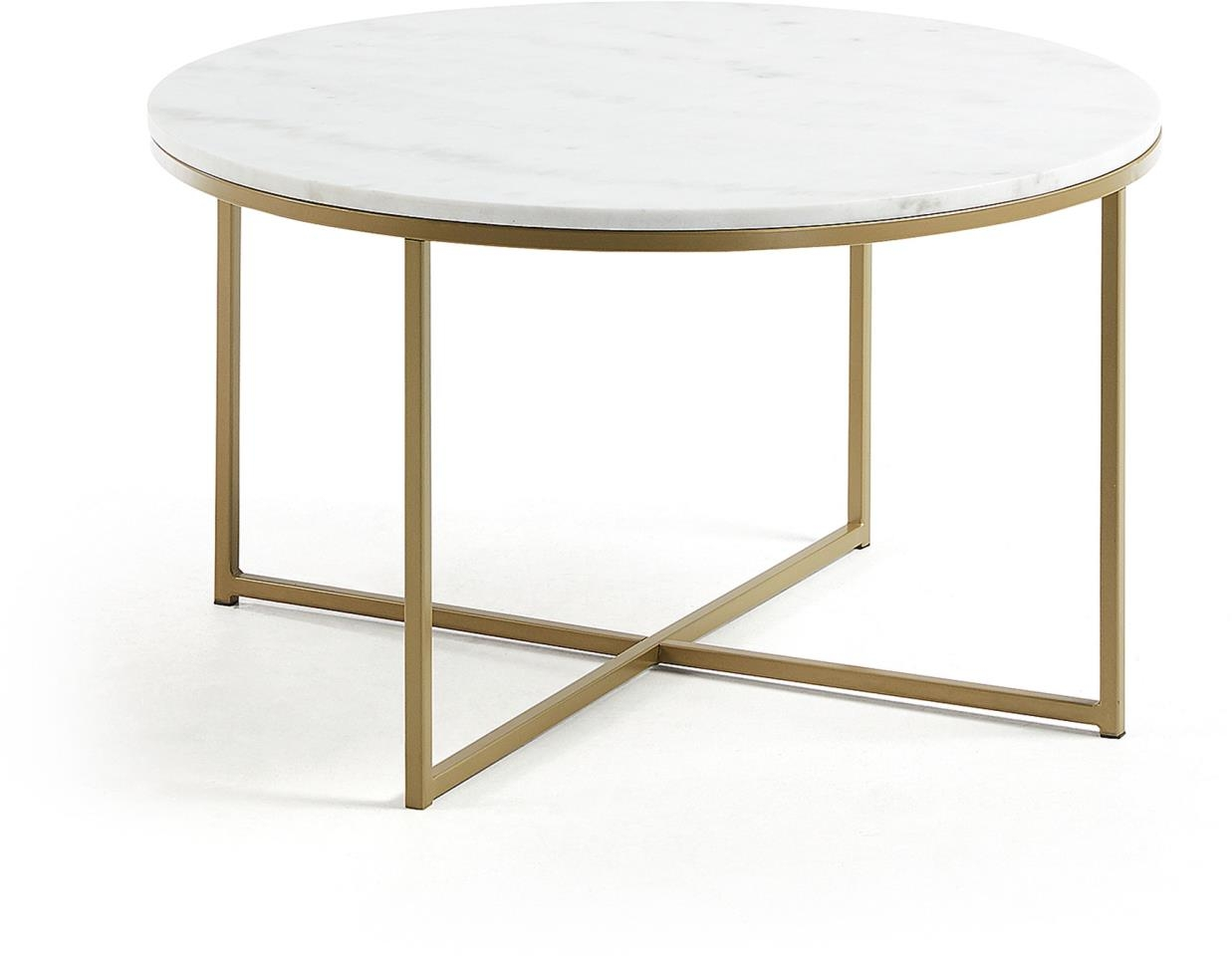 Hvid Sofabord & Kaffebord Kave Home Sheffield Rund Marmor & Guld Metal Ø80 - Kave Home Pendel  - 8433840521503