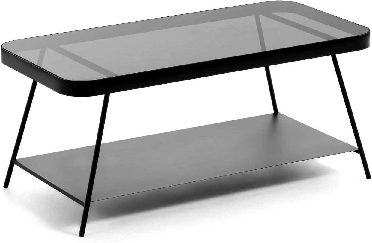 Sort Sofabord Kaffebord Kave Home Duilia Niveau Glas & Stål H40xb45xl90 - Kave Home Pendel  - 8433840554938