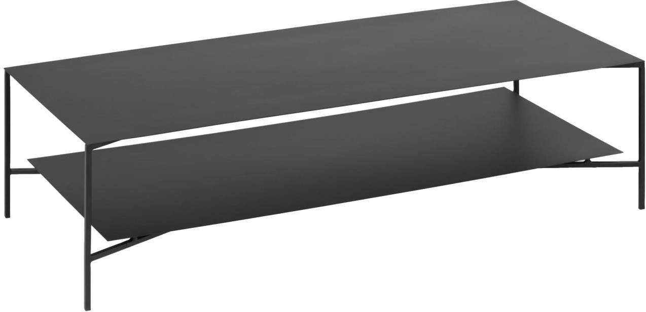 Sort Sofabord Kaffebord Kave Home Azisi 140x60x36 Pulverlakeret Mat Stål Industriel Med Underhylde - Kave Home Pendel  - 8433840583051