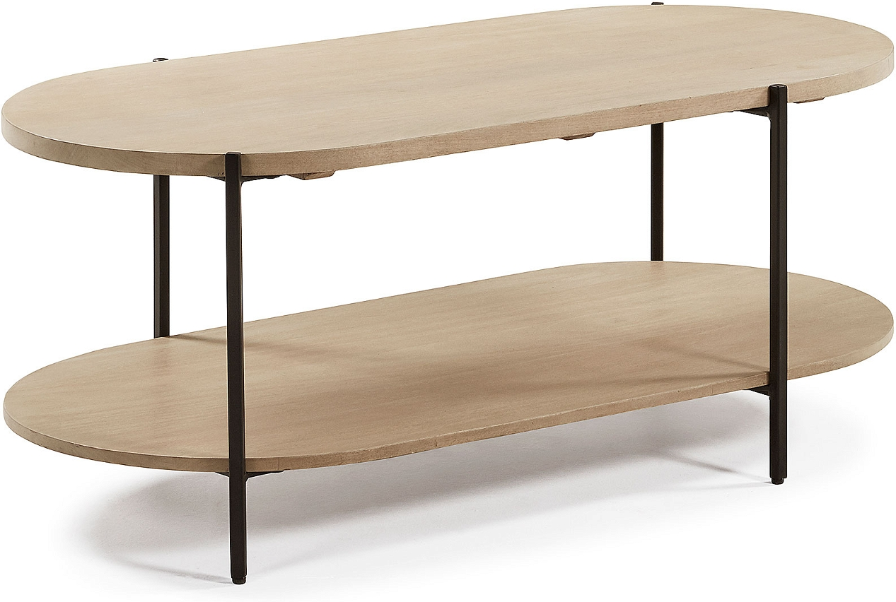 Sort Kaffebord Kave Home Palmia Massivt Mangotræ Jern 110x55x45 Natur - Kave Home Pendel  - 8433840522395