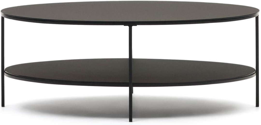Sort Sofabord Kaffebord Kave Home Fideia Med Hærdet Glas Pulverlakeret Stål 110x65x42 - Kave Home Pendel  - 8433840776965