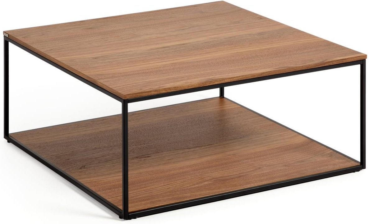 Sort Sofabord Kaffebord Kave Home Yoana 80x80x35 Valnødtræfiner Mat Metalstel - Kave Home Pendel  - 8433840787015