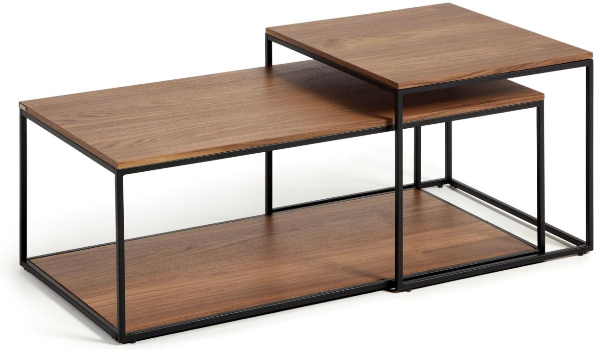 Sort Sofabord Kaffebord Kave Home Yoana Valnødfiner Mat Jernramme 100x50x43 - Kave Home Pendel  - 8433840786902