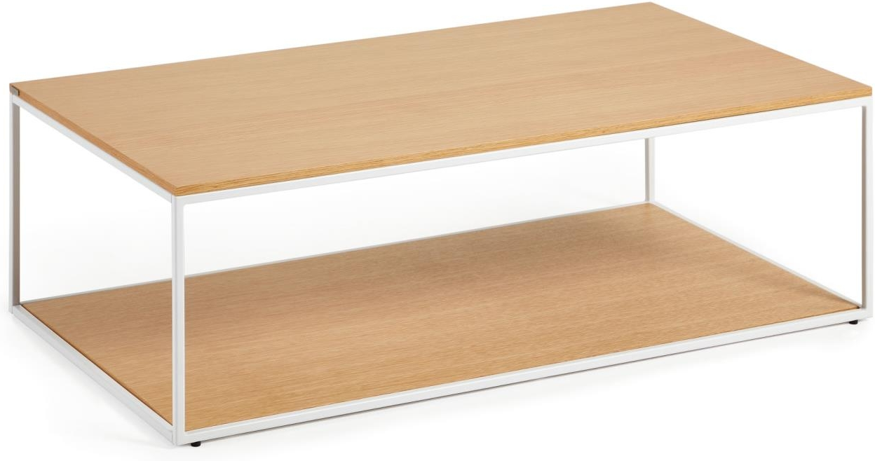 Hvid Sofabord Kave Home Yoana Kaffebord Nordisk Moderne Egetræsfinr & Pulverlakeret Metal Justerbare Fødder 11060 - Kave Home Pendel  - 8433840803555
