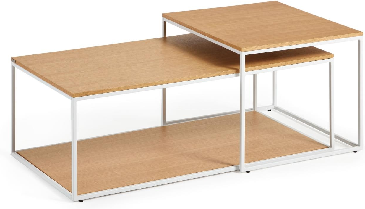 Hvid Kaffebord Kave Home Yoana 100x50x43 Egetræsfiner Metalramme - Kave Home Pendel  - 8433840803586