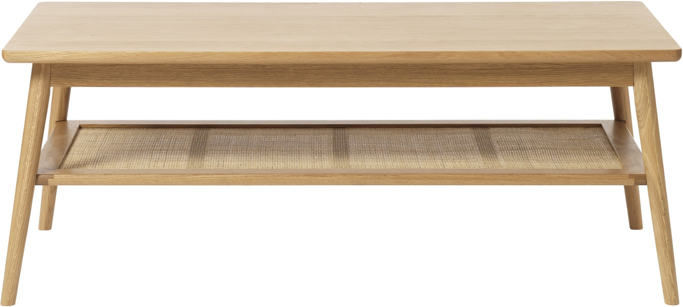 Natur Sofabord Kaffebord Nordique Design Barrali Egetræ Med Rattan Hylde 60x120 - Nordique Design Pendel  - 5704745096605